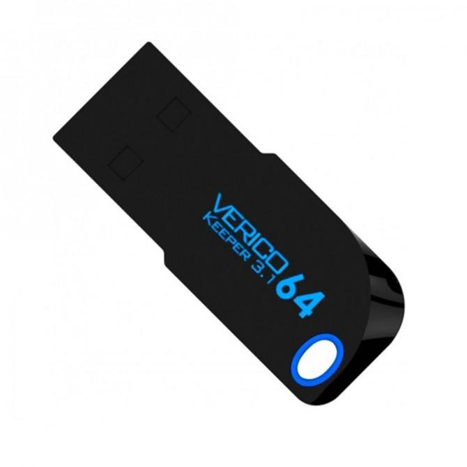 Флеш пам'ять Verico USB 64Gb Keeper Чорний+Синiй USB 3.1-1