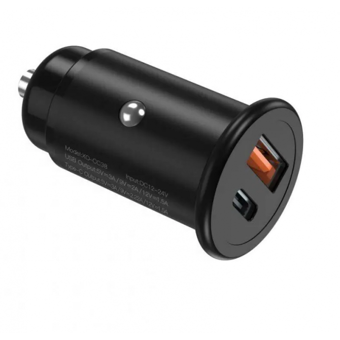 Автомобильное зарядное устройство для XO CC38 1 USB QC 3.0 20W + Type-C PD (18W) Black-2