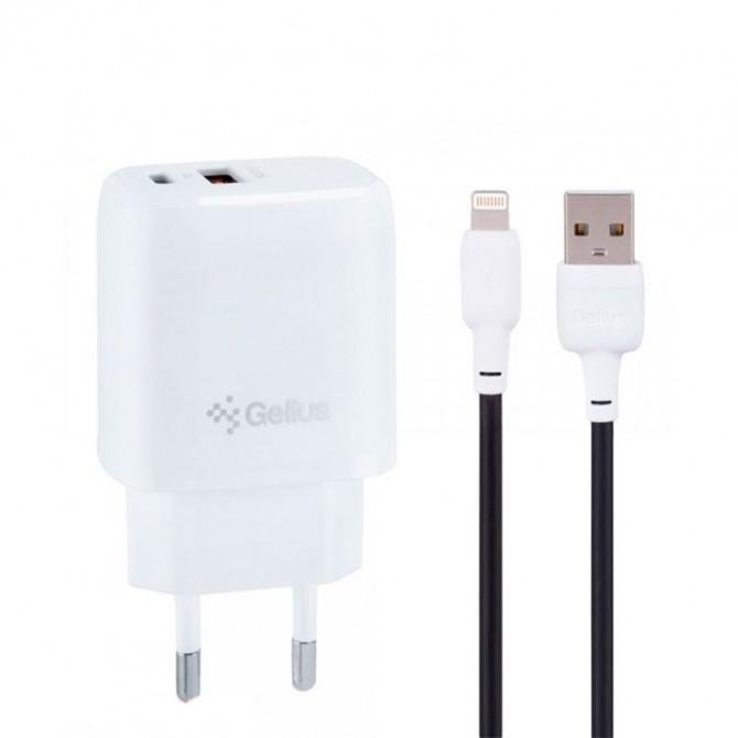 МЗП Gelius Pro X-Duo GP-HC014 USB+Type-C QC3.0/PD20W White + кабель Lightning
