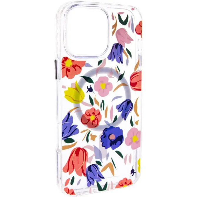 Чехол TPU+PC Clear Garden with MagSafe для Apple iPhone 16 (6.1") (Tropical Art)-1
