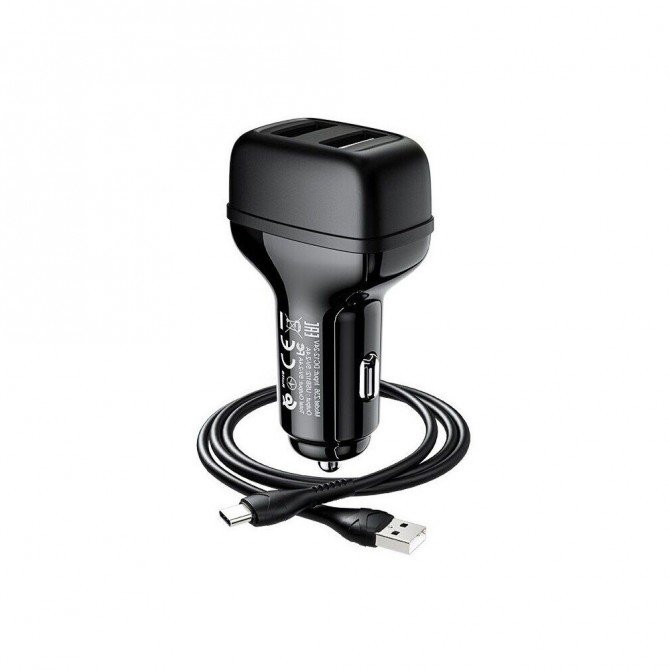 Автомобільний зарядний пристрій Hoco Z36 Black + Кабель MicroUSB