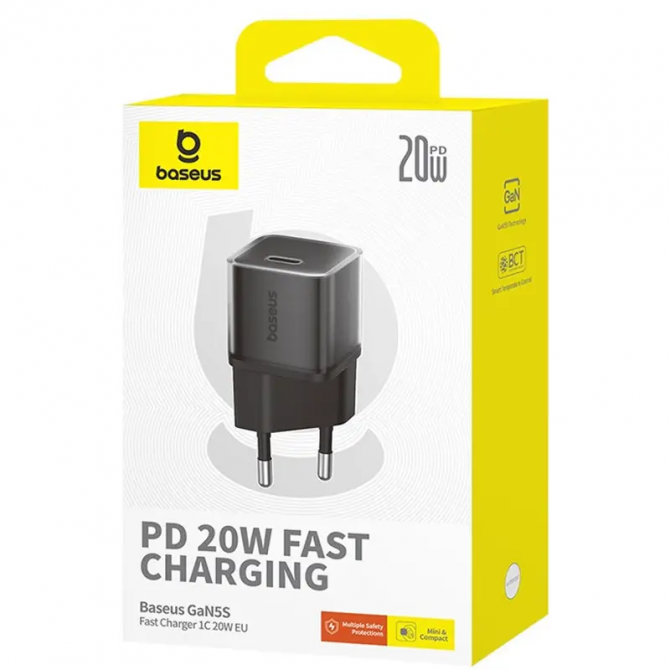 Мережевий зарядний пристрій 1Type-C Baseus GaN5S OS 20W (P10162503) (Cluster Black)-2