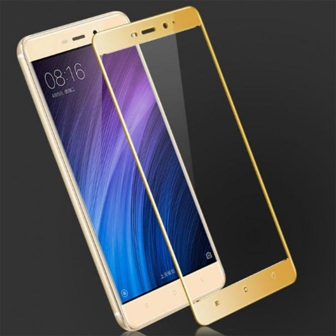 Защитное стекло для XIAOMI Redmi 4a (0.3 мм, 2.5D, с золотое Silk Screen покрытием)-2