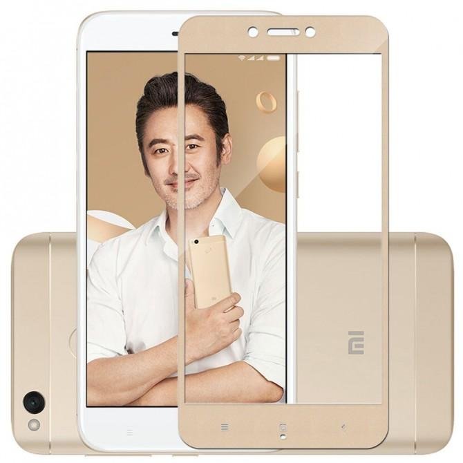 Защитное стекло для XIAOMI Redmi 4x/Redmi Go (0.3 мм, 2.5D, с золотистым Silk Screen покрытием)