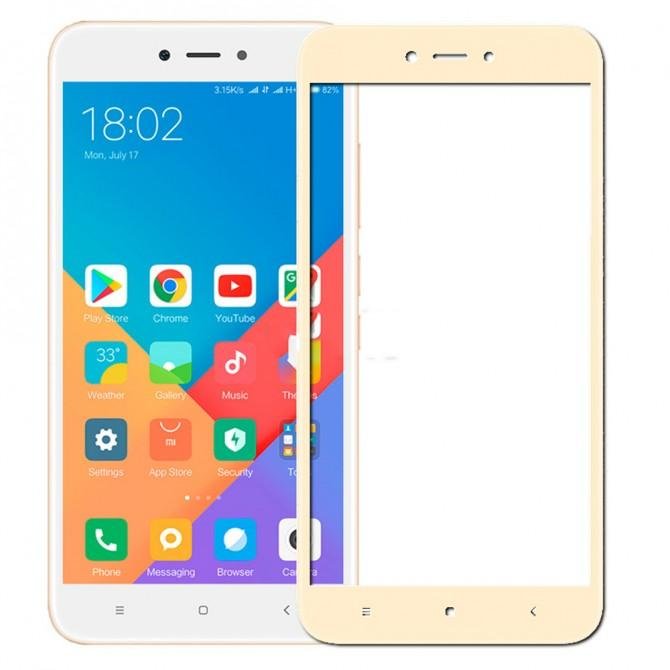 Защитное стекло для XIAOMI Redmi Note 5A (0.3 мм, 2.5D, с золотистым Silk Screen покрытием)-1