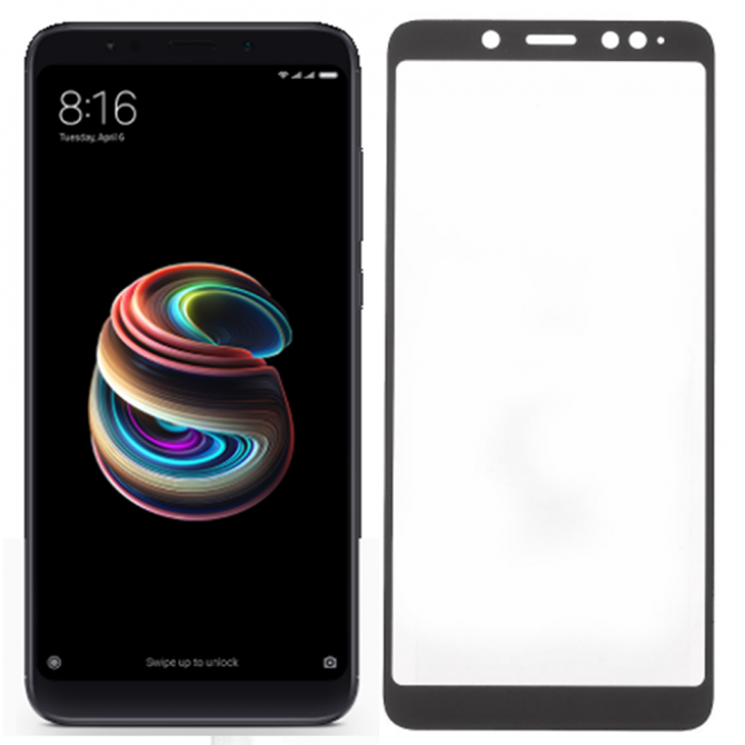 Защитное стекло для XIAOMI Redmi Note 5/Note Pro (0.3 мм, 2.5D, с чёрным Silk Screen покрытием)