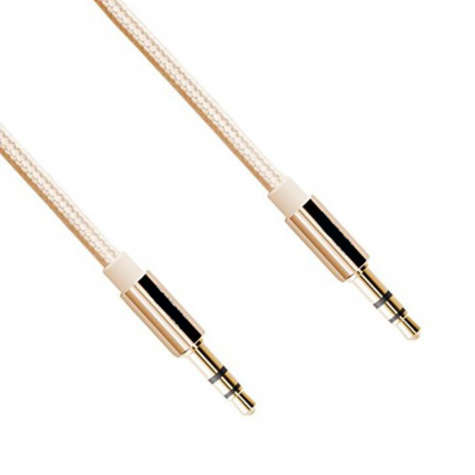 Кабель AUX 3,5"-3.5" 1m Gelius Золотий (нитка)-2