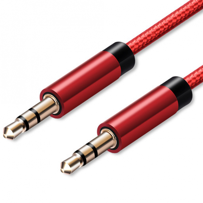 Кабель AUX 3,5"-3.5" 1m Gelius Червоний(нитка)