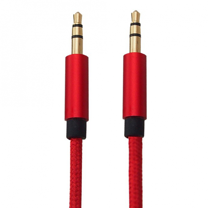 Кабель AUX 3,5"-3.5" 1m Gelius Червоний(нитка)-1