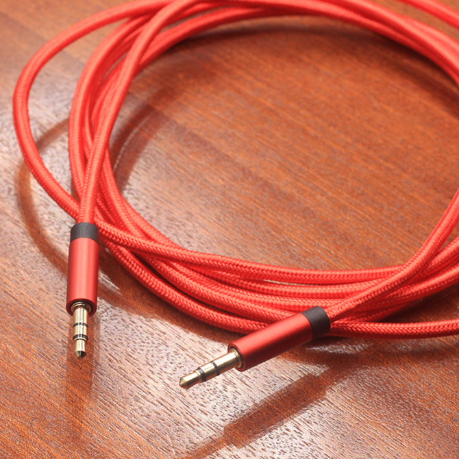 Кабель AUX 3,5"-3.5" 1m Gelius Червоний(нитка)-2