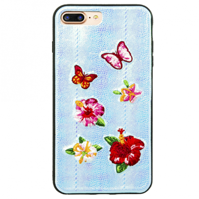 Чехол накладка Diliana flower&butterfly для iPhone 7 Plus/8 Plus голубая-2