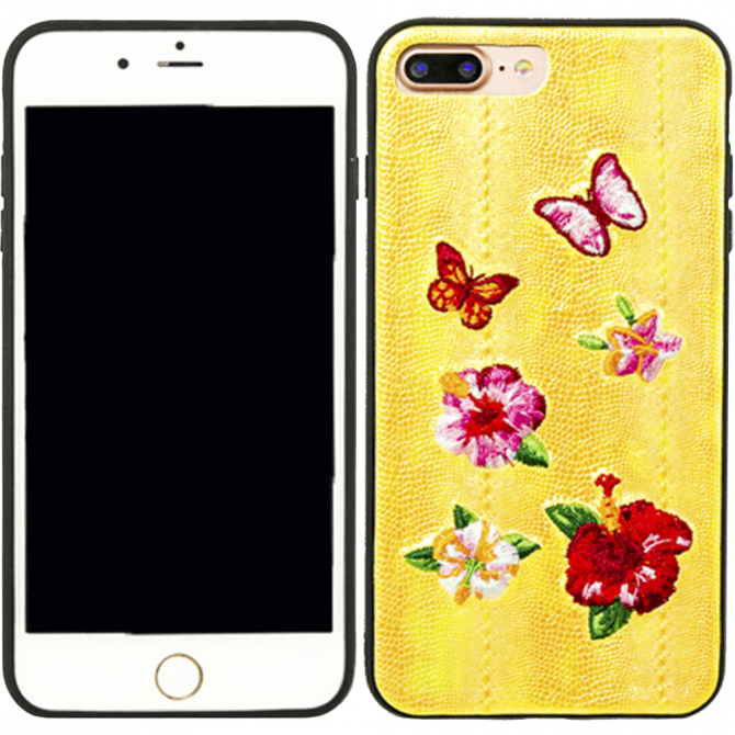Чехол накладка Diliana flower&butterfly для iPhone 7 Plus/8 Plus желтая
