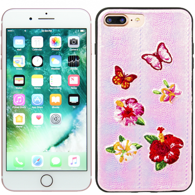 Чохол накладка Diliana flower&Метелик для iPhone 7 Plus/8 Plus рожевий