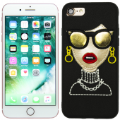 Чехол накладка Diliana Girl with glass для iPhone 7/8 черная