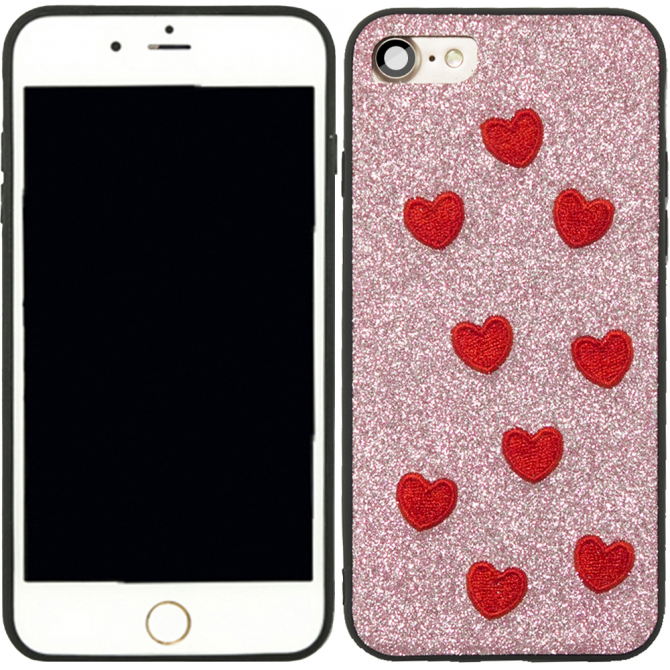 Чехол накладка Diliana Hearts для iPhone 7/8 светло розовая