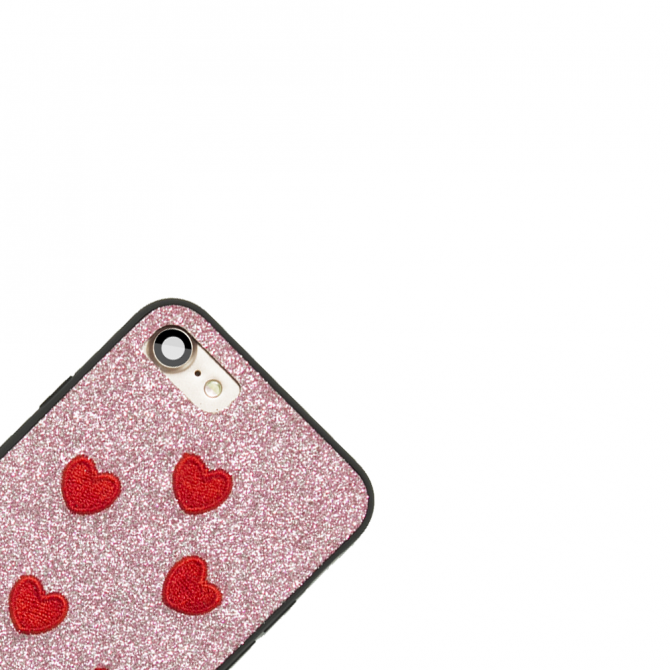 Чехол накладка Diliana Hearts для iPhone 7/8 светло розовая-3