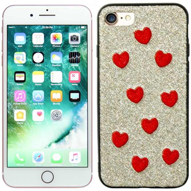 Чохол накладка Diliana Hearts для iPhone 7/8 срібло