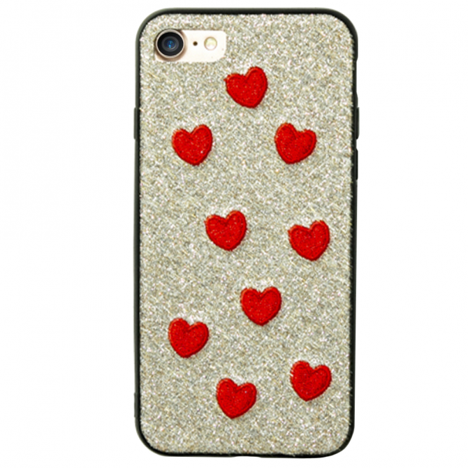 Чохол накладка Diliana Hearts для iPhone 7/8 срібло-1