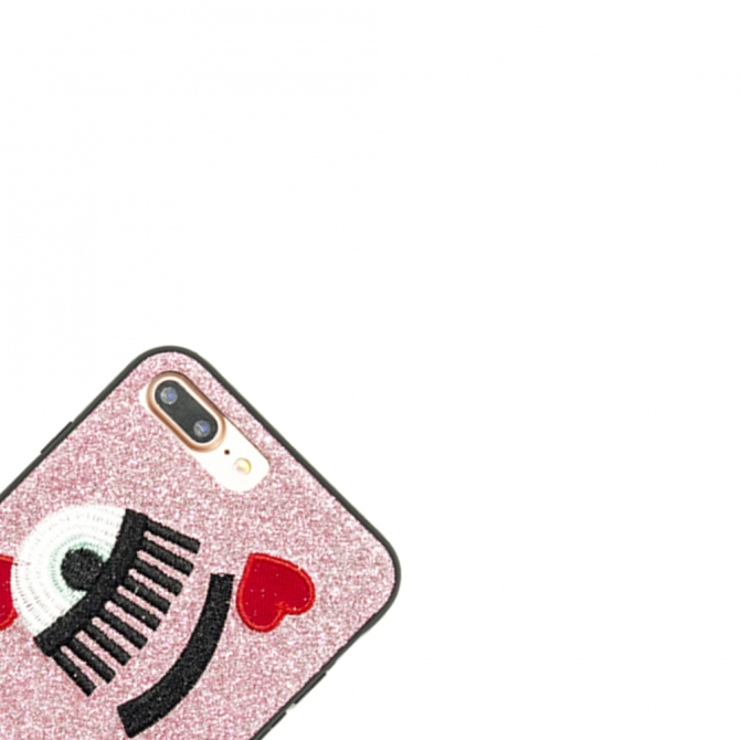 Чехол накладка Diliana Shine eyes для iPhone 7 Plus/8 Plus светло розовая-2