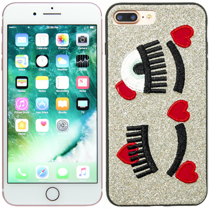 Чехол накладка Diliana Shine eyes для iPhone 7 Plus/8 Plus серебро