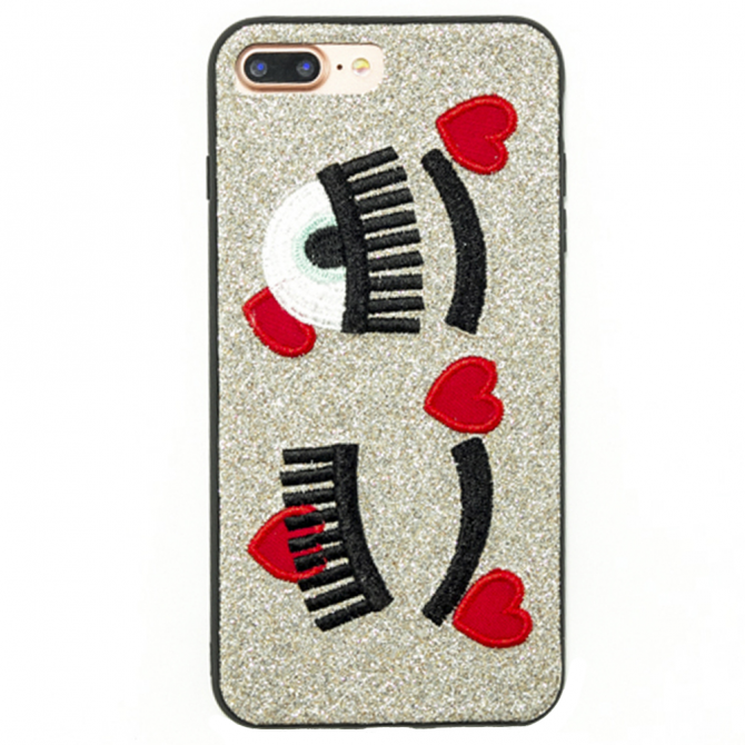 Чехол накладка Diliana Shine eyes для iPhone 7 Plus/8 Plus серебро-1