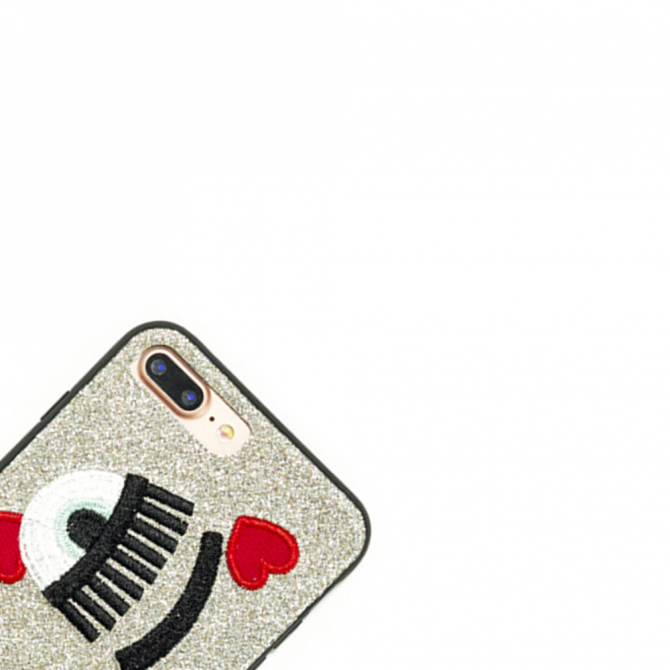 Чехол накладка Diliana Shine eyes для iPhone 7 Plus/8 Plus серебро-2