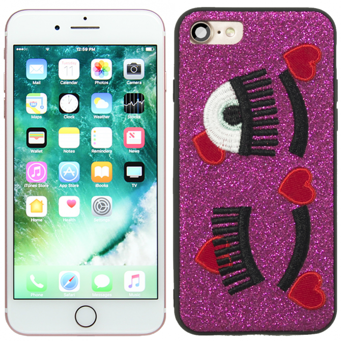 Чехол накладка Diliana Shine eyes для iPhone 7/8 розовая