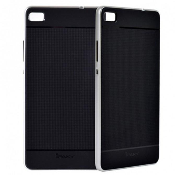 Накладка iPaky Carbon TPU + Bumper для Huawei Ascend P8 Срібло