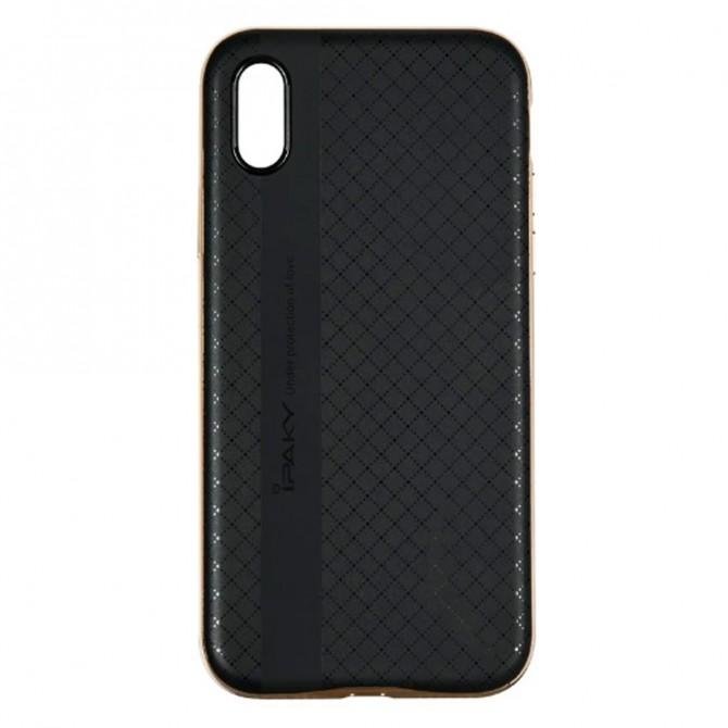 Накладка iPaky Carbon TPU + Bumper для iPhone X Gold-1