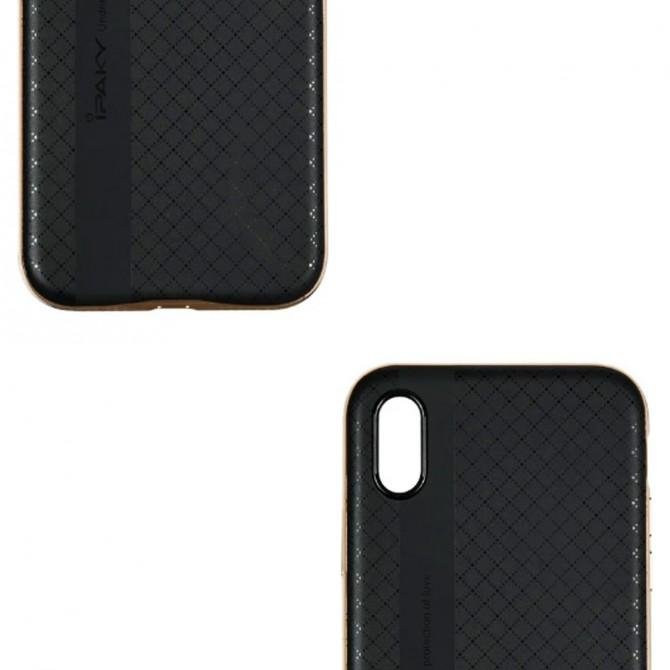 Накладка iPaky Carbon TPU + Bumper для iPhone X Gold-2