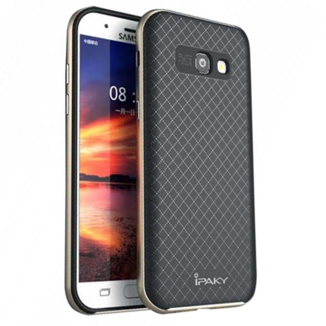 Накладка iPaky Carbon TPU + Bumper для Samsung A720 (A7-2017) Золотий