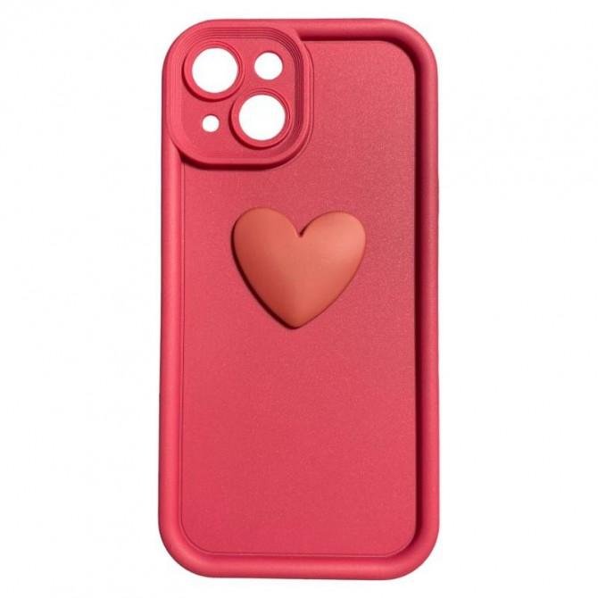 Чохол 3D Heart series for iPhone 13 Red
