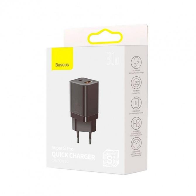 Мережевий зарядний пристрій 1USB + Type-C Baseus Super Si Pro Quick Charger 30W (CCSUPP-E01) Black-2