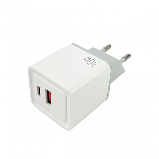 Мережевий зарядний пристрій Mibrand MI-30 GaN 30W Travel Charger USB-A + USB-C White