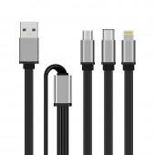 Кабель Gelius Squid GP-UC102 3in1 MicroUSB/Lightning/Type-C Black 1m (12W)