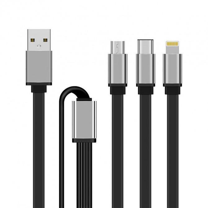 Кабель Gelius Squid GP-UC102 3in1 MicroUSB/Lightning/Type-C Black 1m (12W)