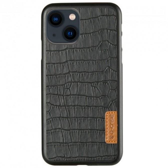 Кожаный чехол-накладка G-Case Crocodile Dark Series для Apple iPhone 13 (6.1") Черный-1