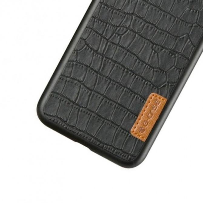 Кожаный чехол-накладка G-Case Crocodile Dark Series для Apple iPhone 13 (6.1") Черный-3