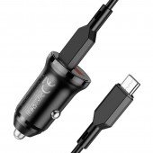 Автомобильное зарядное устройство Borofone BZ18A PD20W+QC3.0 3A Black+ Cable Type-C to Type-C Black Автомобильное зарядное устройство Borofone BZ18A PD20W+QC3.0 3A Black+ Cable Type-C to Type-C Black