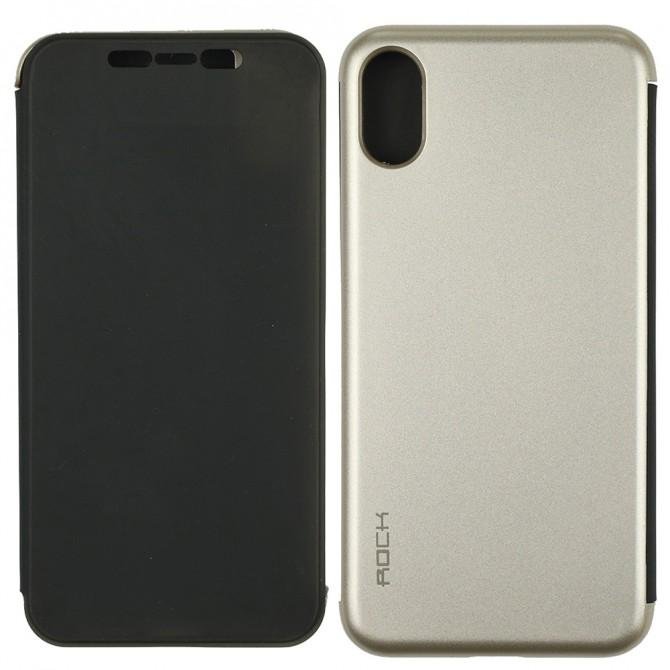 Чехол книжка Rock DR.V Series для Apple iPhone X (Черный / Gold)