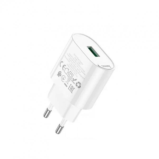 СЗУ 1USB Hoco C109A Fighter QC3.0 18W White + Cable MicroUSB-1