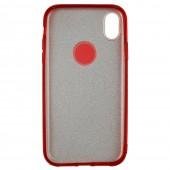 Чехол Silicone 3in1 Блёстки для iPhone XR Red