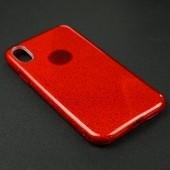 Чехол Silicone 3in1 Блёстки для iPhone XR Red