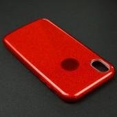 Чехол Silicone 3in1 Блёстки для iPhone XR Red