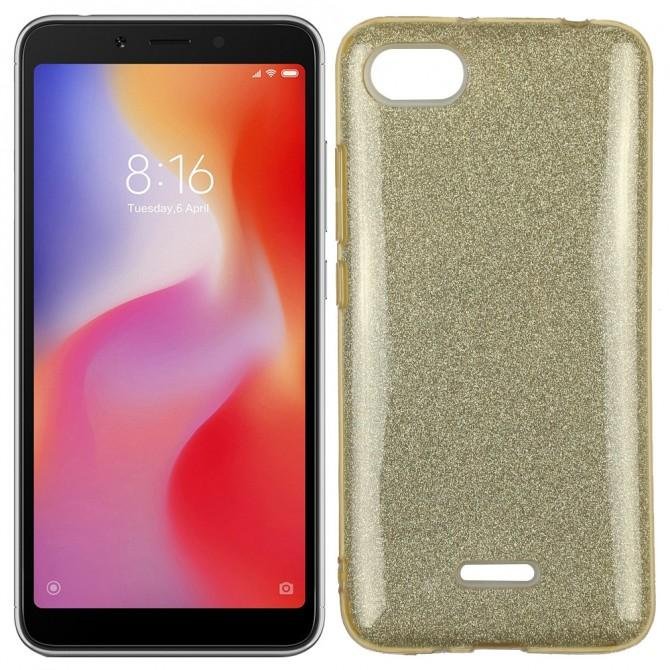 Чехол Silicone 3in1 Блёстки для Xiaomi Redmi 6a Gold
