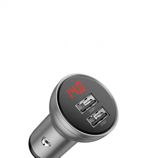 Автомобільний зарядний пристрій 2USB Baseus Digital Display (4.8A 24W) (CCBX) Tarnish-1