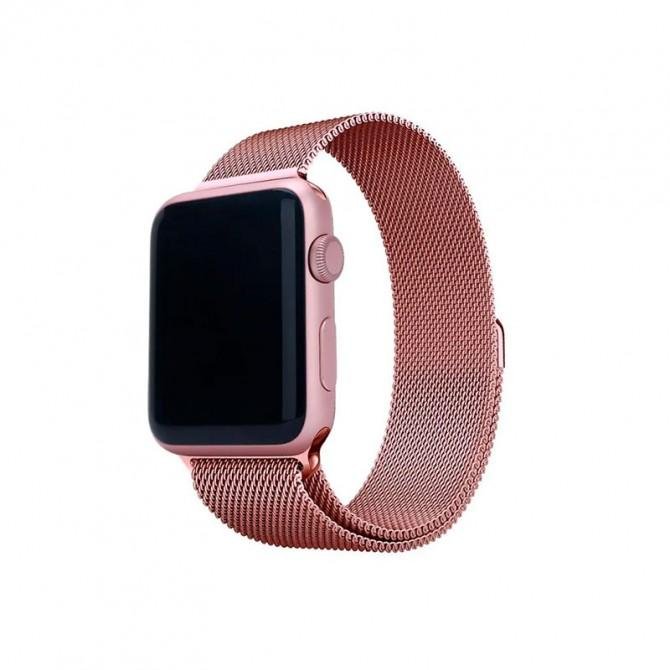 Ремінець для Apple Watch 42/44mm Steel Milanese Loop Rose/Gold (двоколірний)