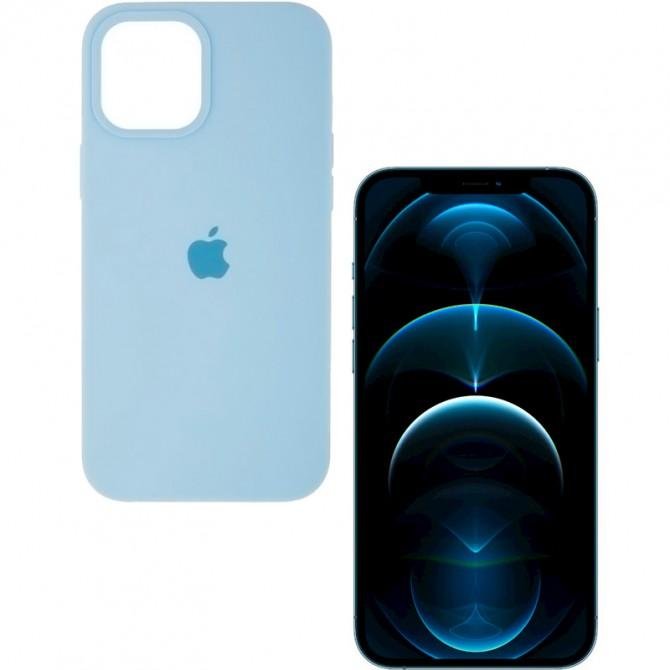 Оригинальный силиконовый чехол для iPhone 12 Pro Max Светло-Голубой-1