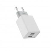 Сетевое зарядное устройство XO L65 2.4A/2USB + microUSB White