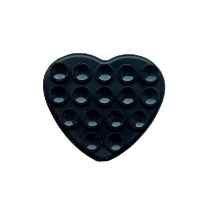 Держатель-присоска Липпер для телефона двухстороннее сердце Black